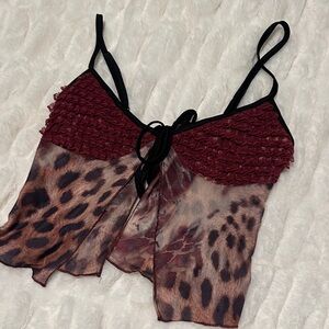 Fashion Nova Burgundy Ruffle Top